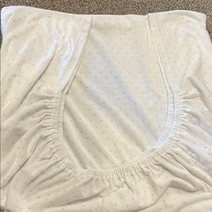 Pottery Barn Kids Fleece (soft) Dotted White and Pink Crib sheet